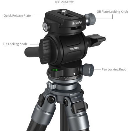 SmallRig 6599 - lekki i podróżny statyw z głowicą video, Carbon - szczegóły